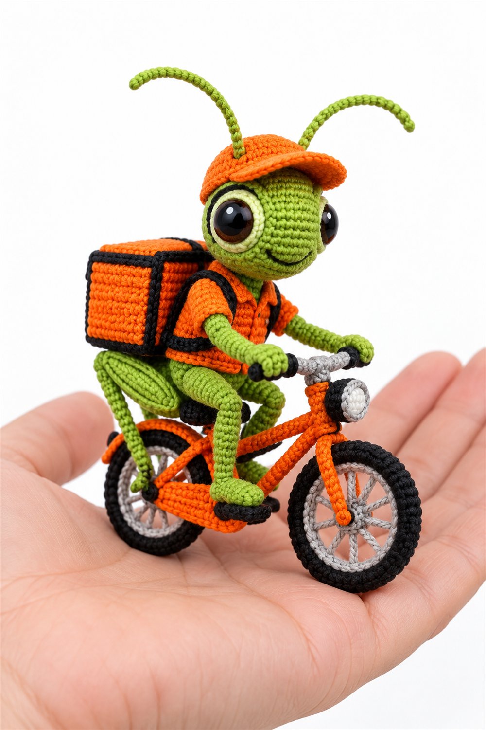 Grasshopper Delivery On Orange Bike - Amigurumi Pattern