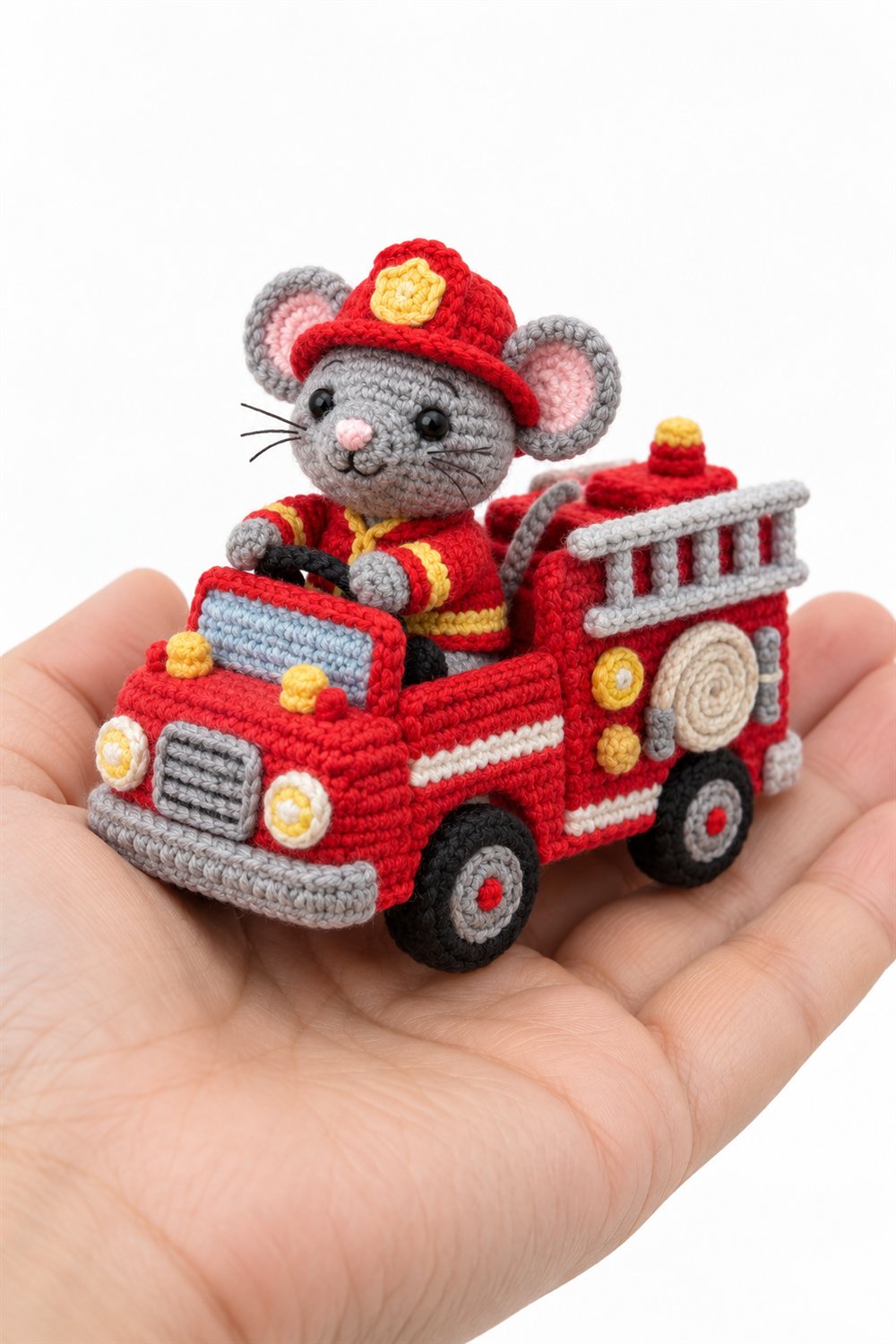Crochet Gray Firefighter Mouse - Pattern