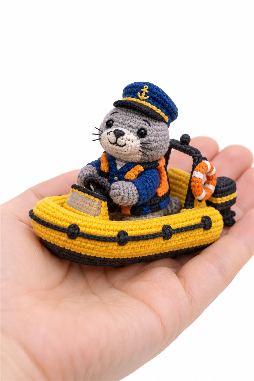 Gray Sea Lion Coast Guard On Yellow Boat - PDF Pattern