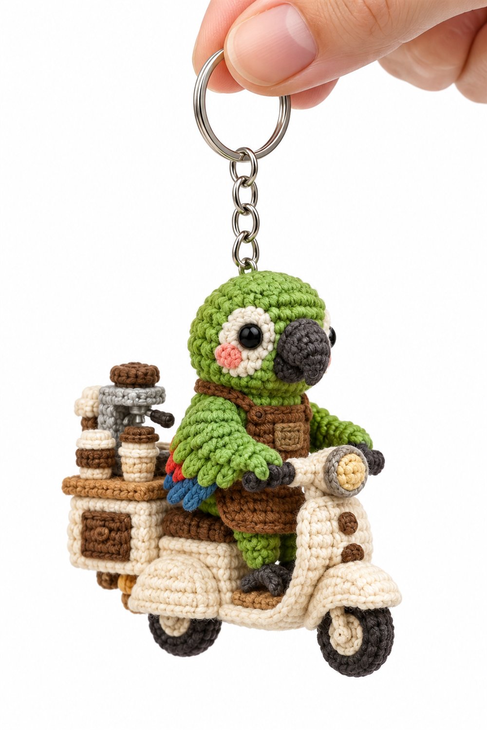 Green Parrot Barista On Cream Coffee Scooter - Step by Step