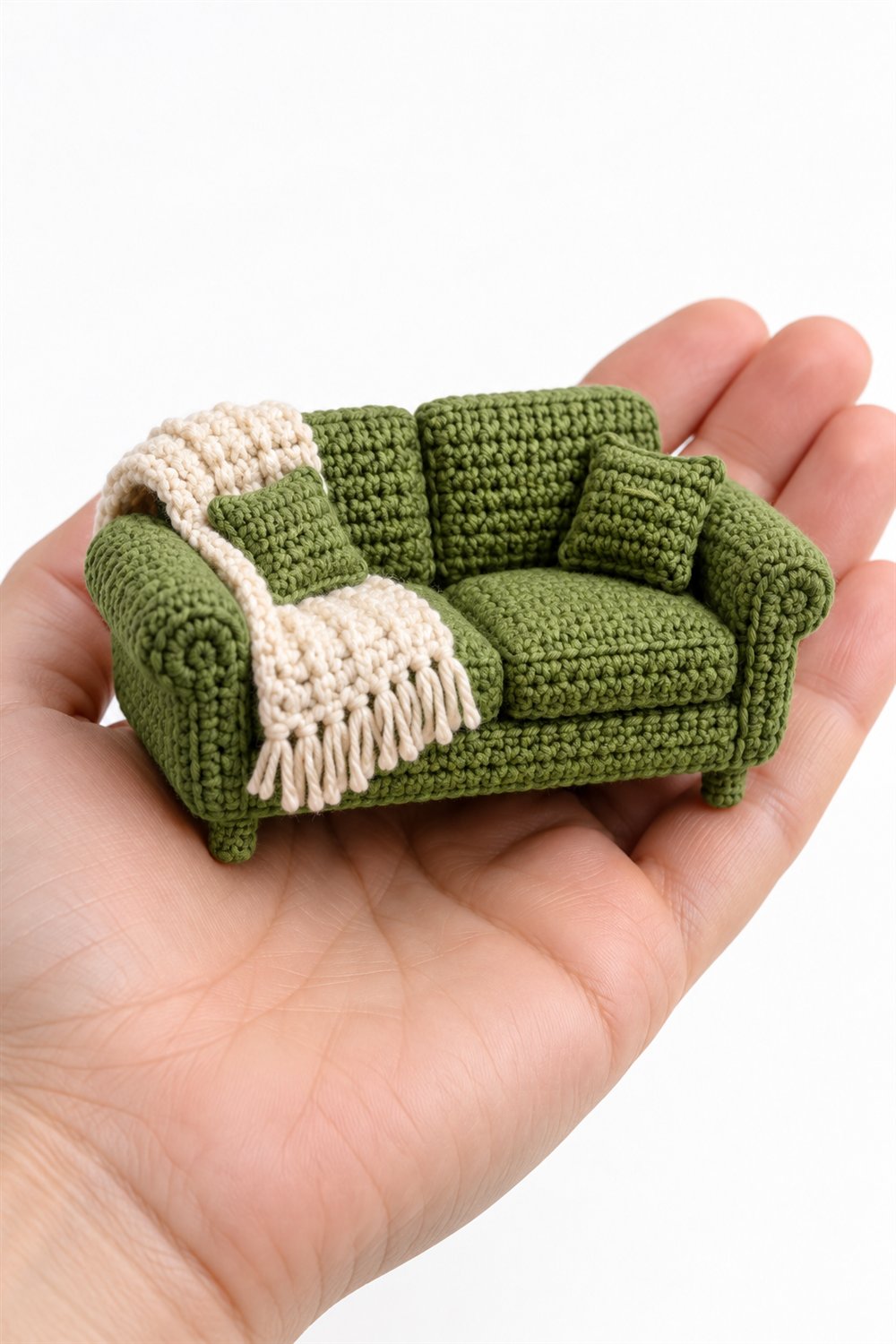 Green Sofa With Blanket - Handmade Pattern
