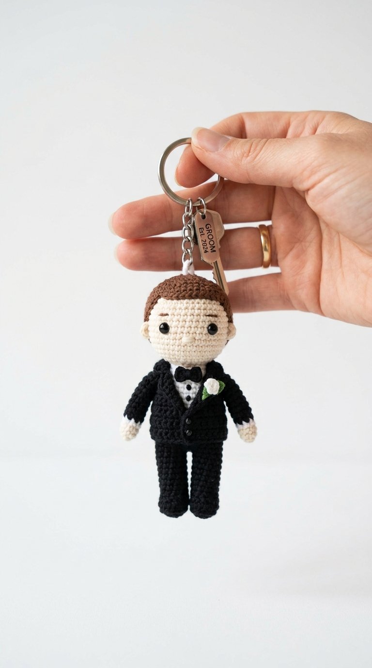 How to Crochet Groom Crochet Keychain In Hand