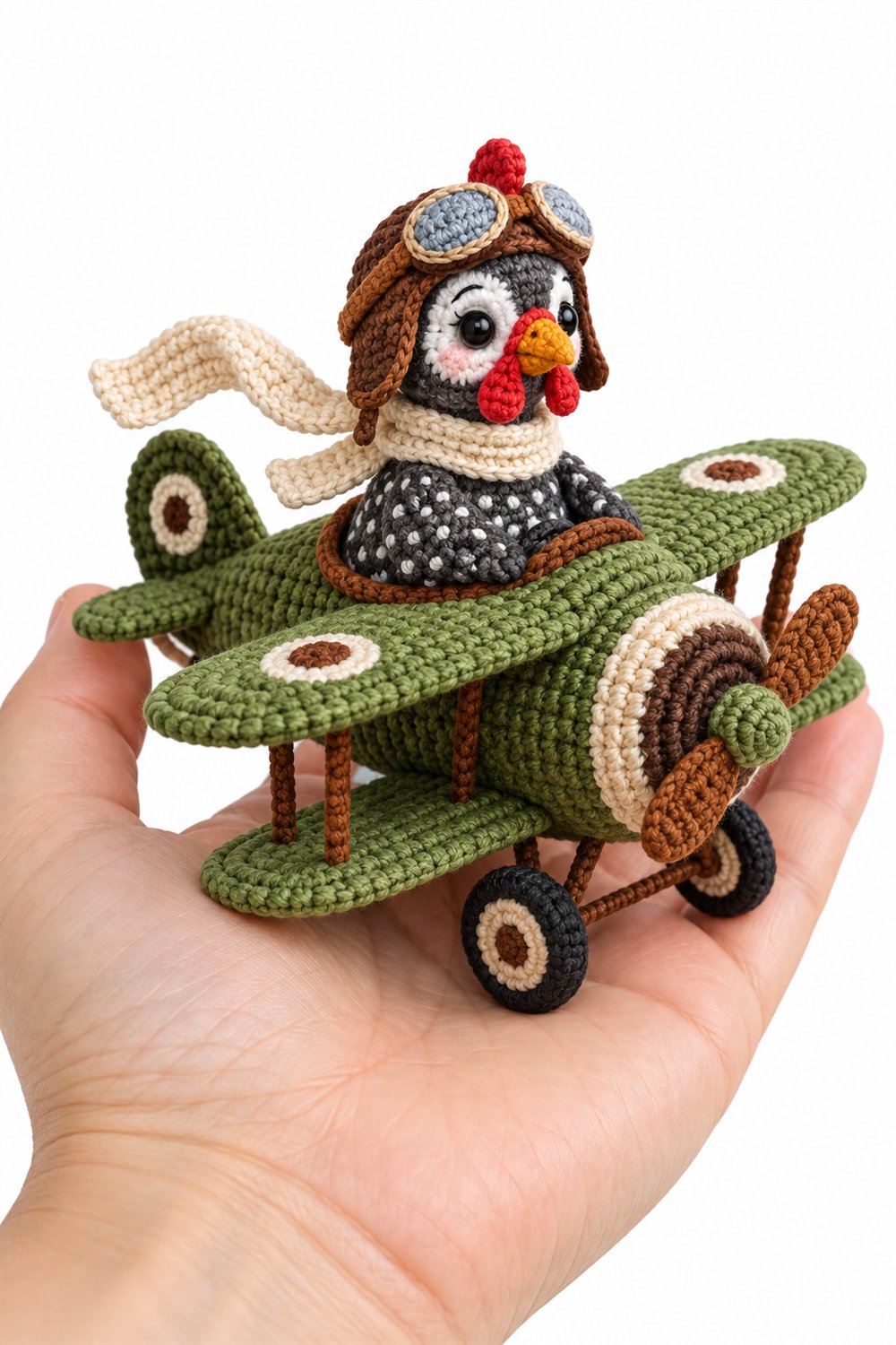 How to Crochet Guinea Fowl Aviator In Green Biplane