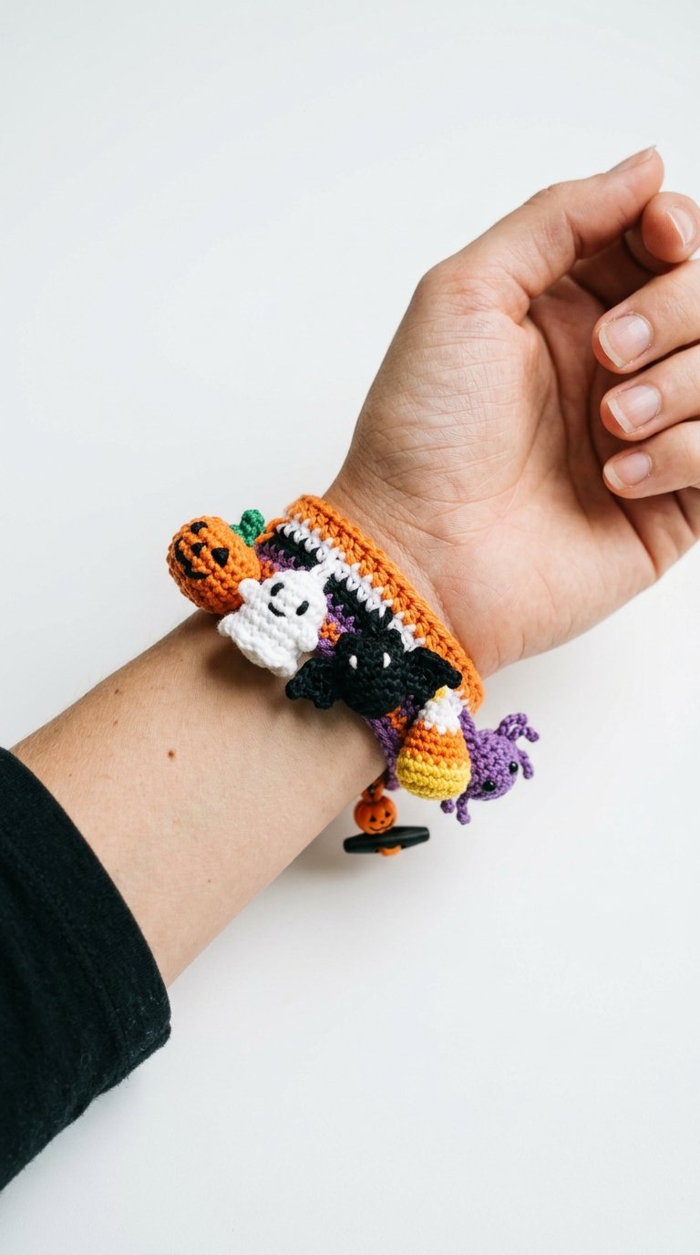Crochet Halloween Crochet Bracelet On Wrist - Pattern