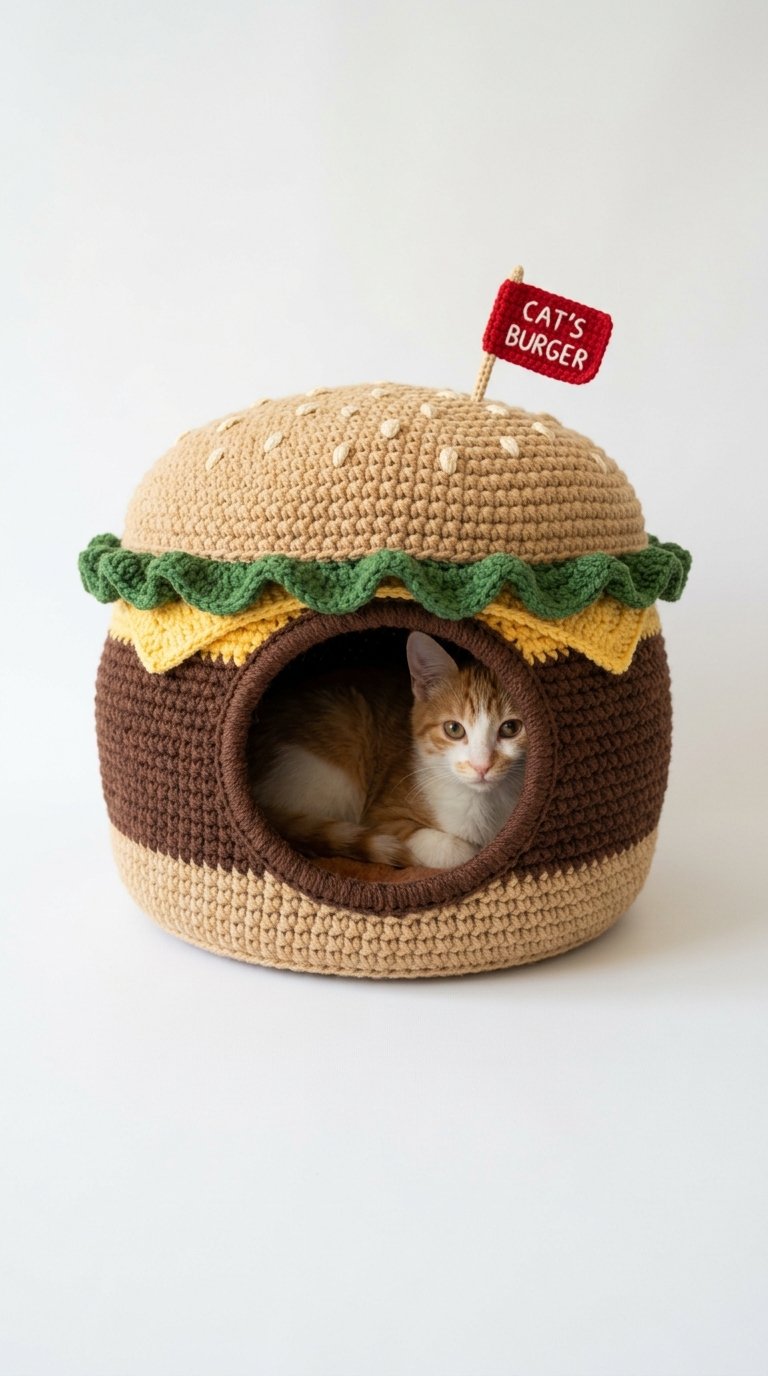 Hamburger Crochet Cat House Crochet Guide