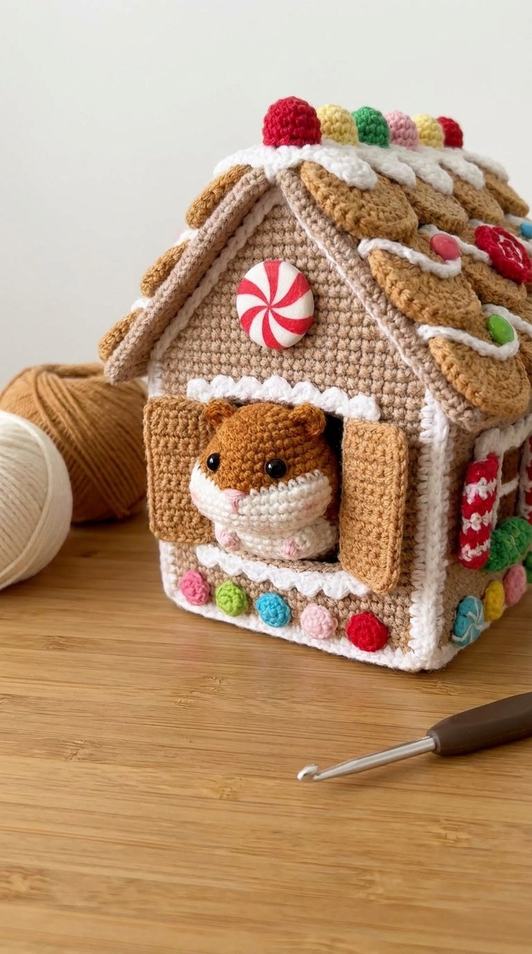 Hamster Inside Cookie House Crochet - Handmade Pattern