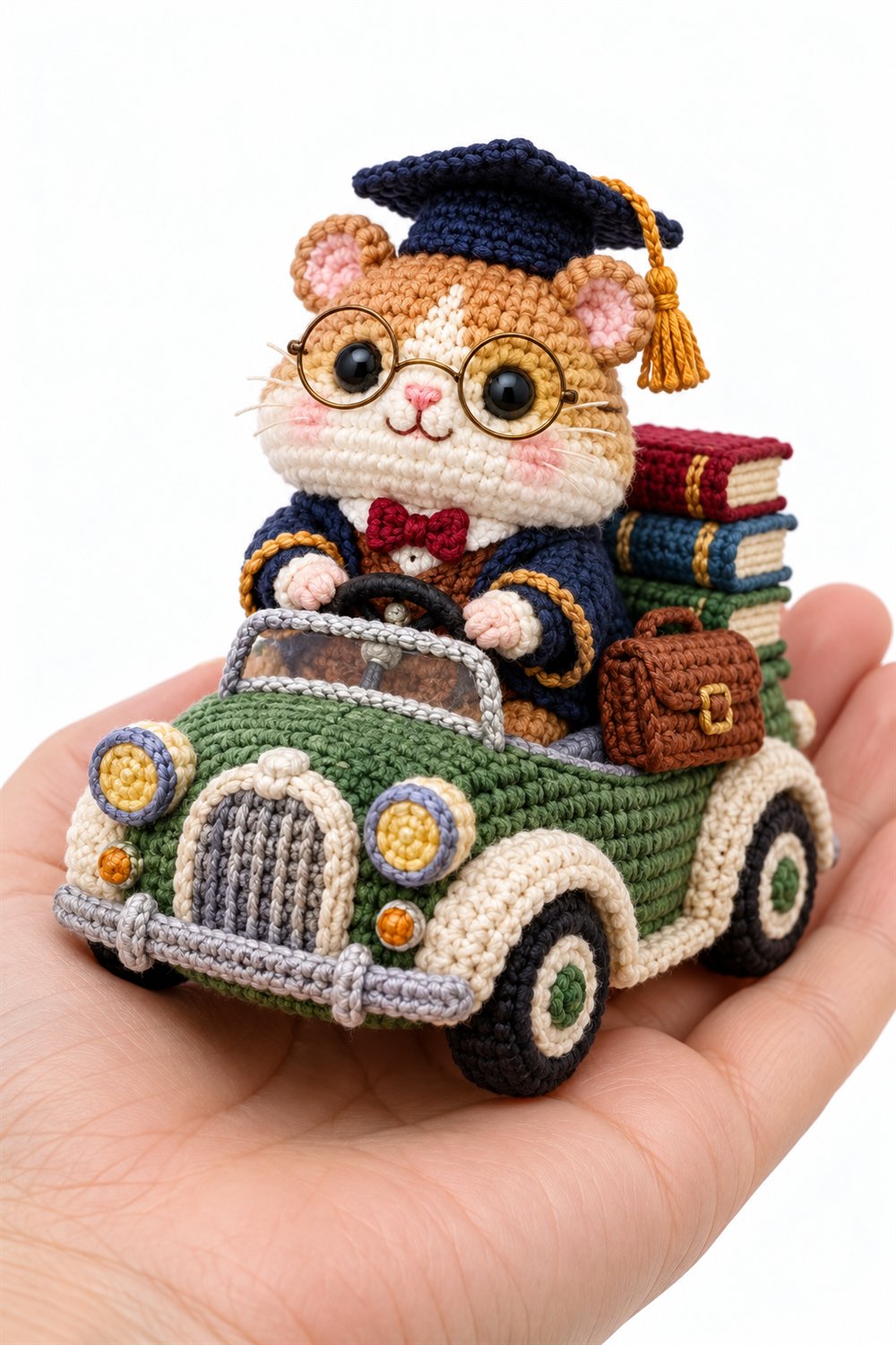 Hamster Teacher With Glasses And Books - Handmade Pattern