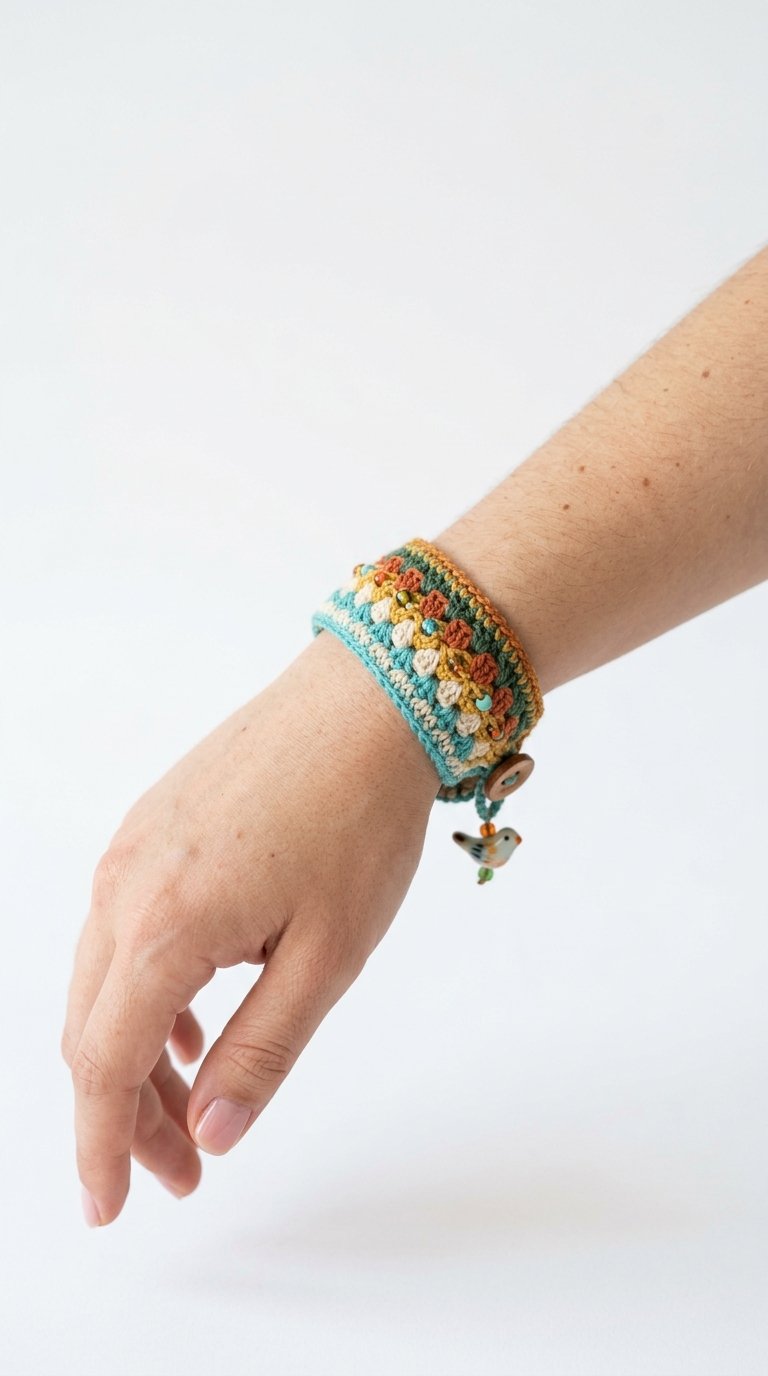 DIY Handmade Crochet Bracelet On Wrist - Crochet Tutorial