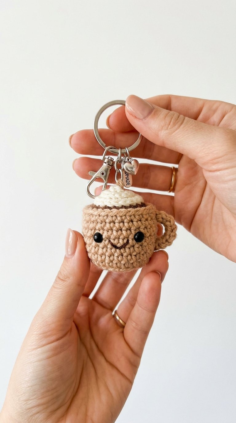 Crochet Happy Coffee Crochet Keychain - Pattern