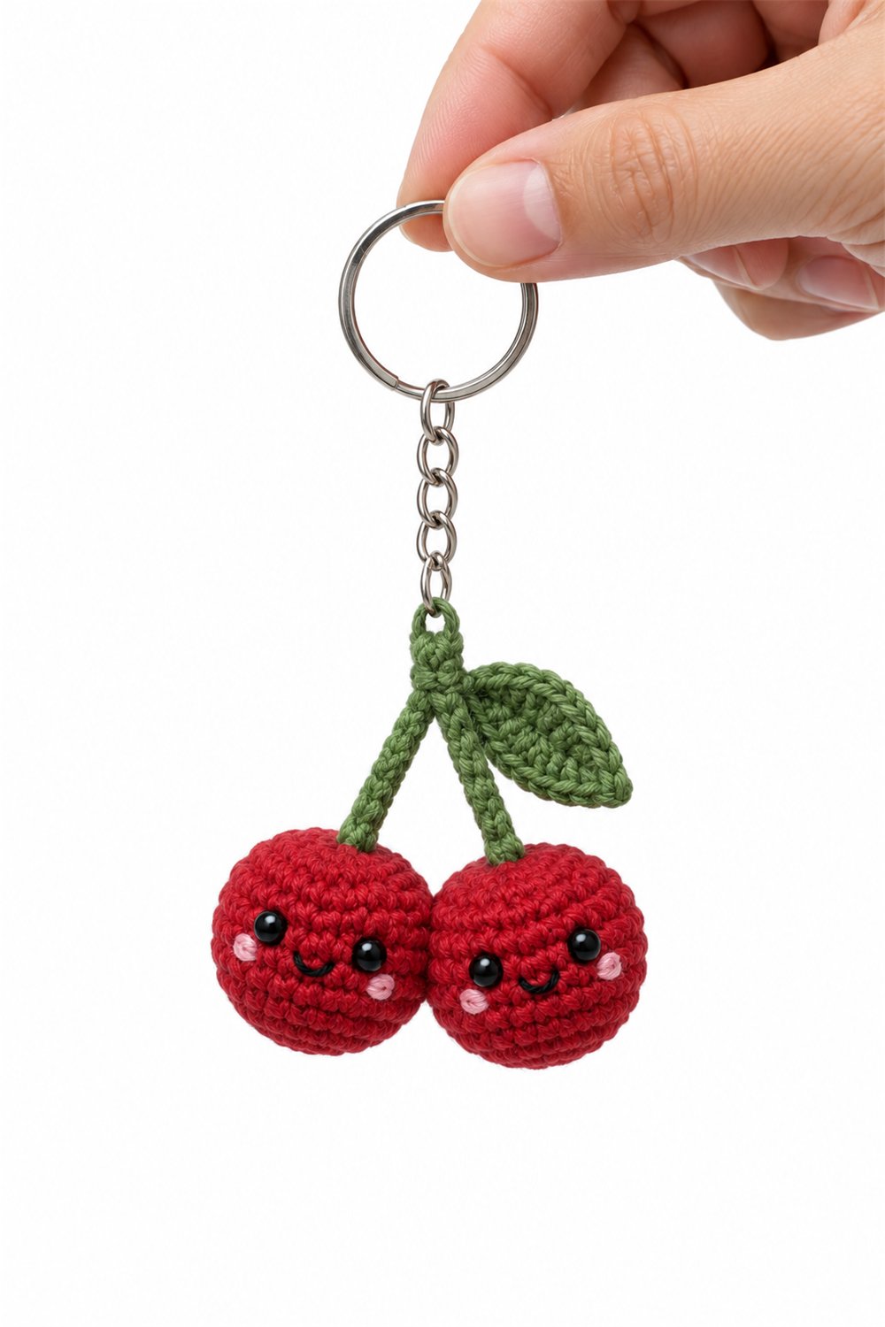 Heart Cherries Keychain - Crochet Pattern