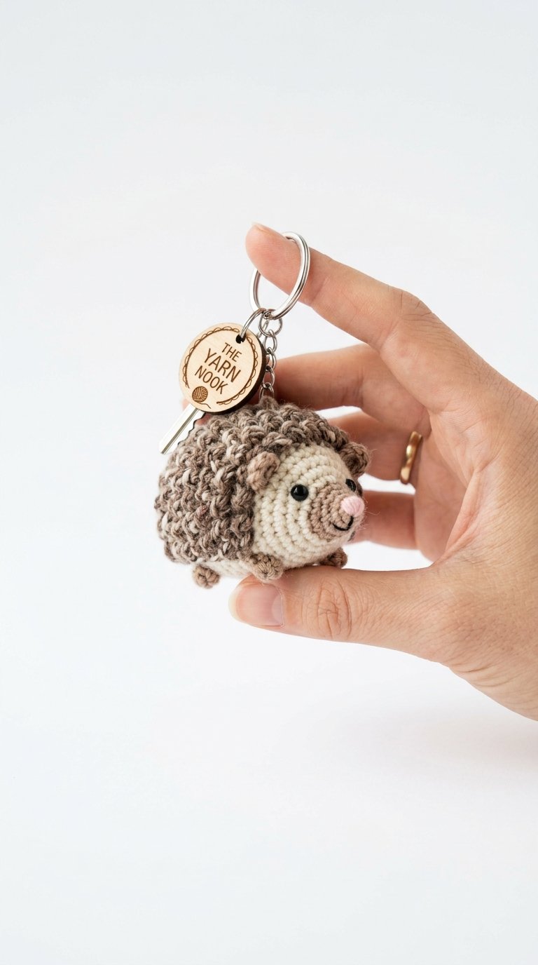 Hedgehog Crochet Keychain In Hand - Easy Crochet