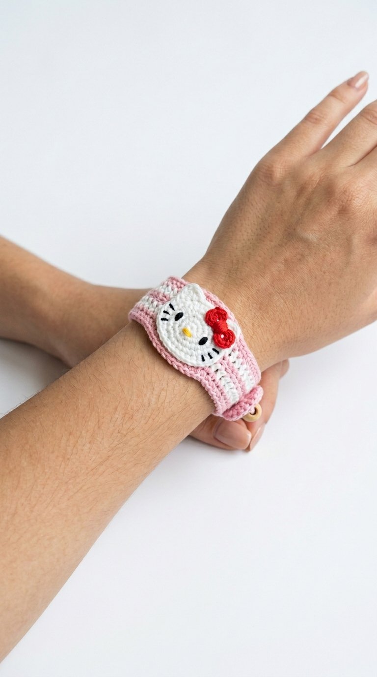 DIY Hello Kitty Crochet Bracelet Wrist - Crochet Tutorial