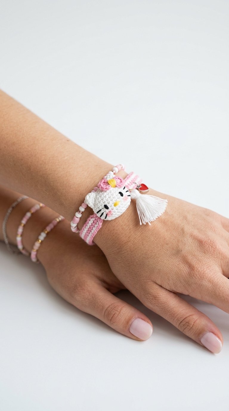 Hello Kitty Crochet Bracelet Wrist - Step by Step