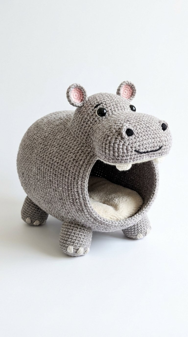 Crochet Hippo Crochet Cat House - Pattern