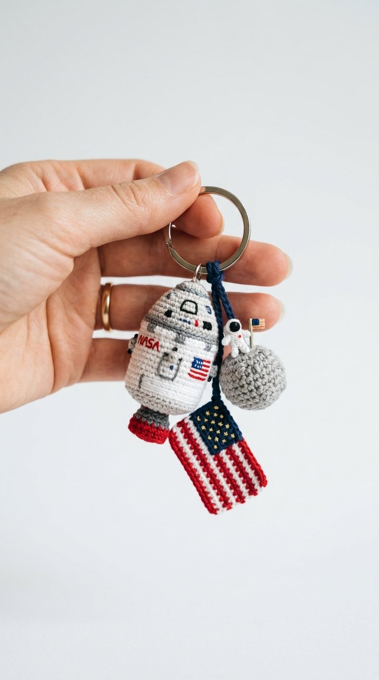 Holding Crochet Moon Landing Key - PDF Pattern