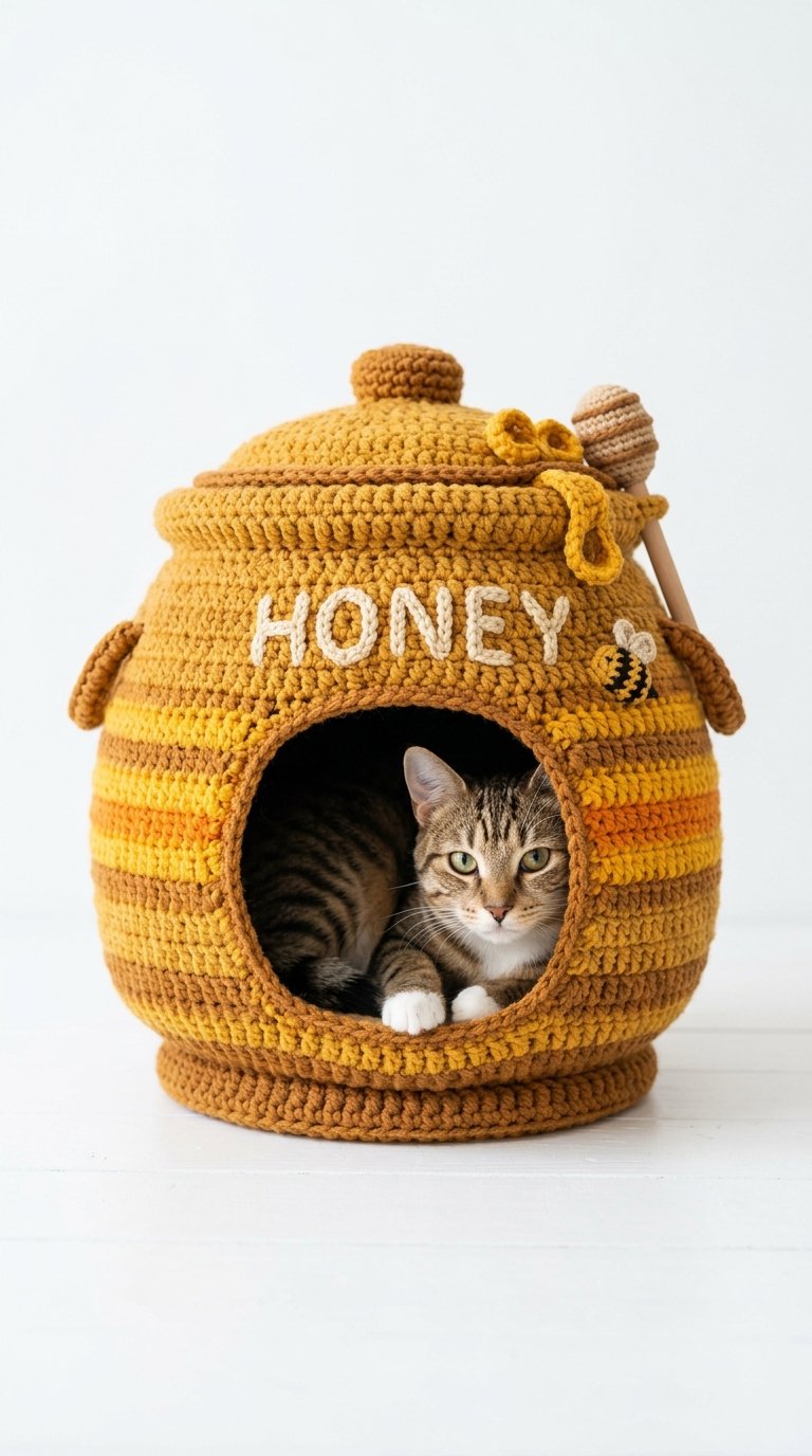 How to Crochet Honey Pot Crochet Cat House