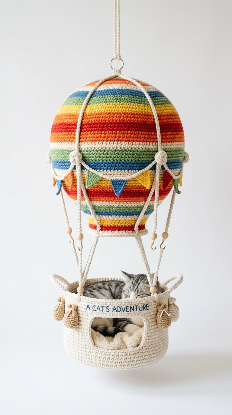 Hot Air Balloon Crochet Cat - Easy Crochet