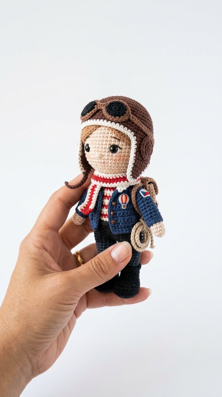Hot Air Balloon Pilot Crochet - PDF Pattern