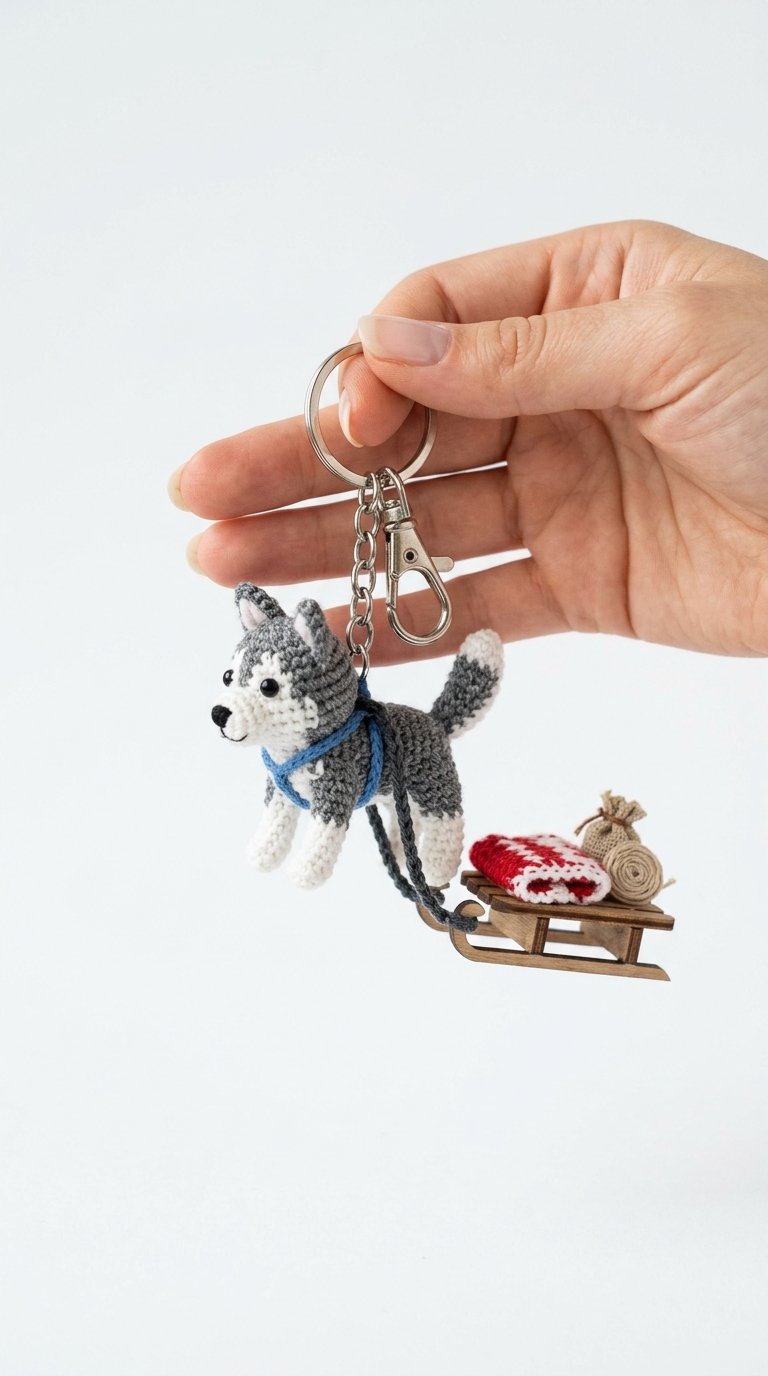 How to Crochet Husky Pulling Sled Keychain