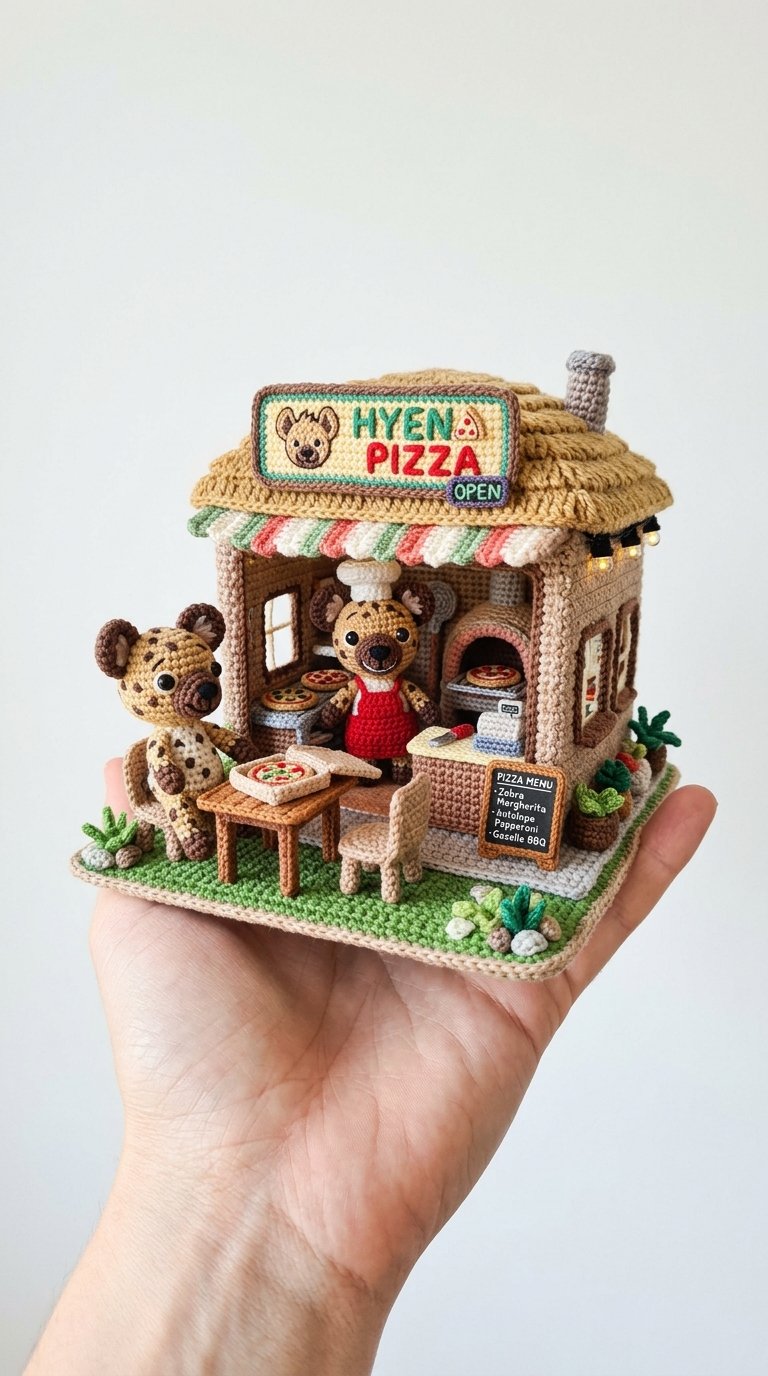 Hyena Pizza Restaurant Crochet A - Step by Step
