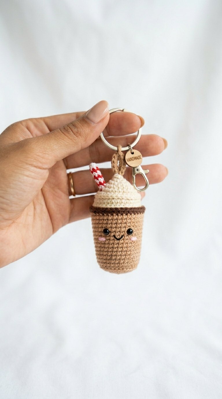 Iced Coffee Crochet Keychain Crochet Guide