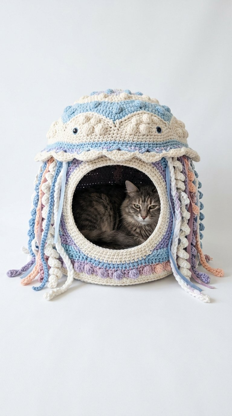 Jellyfish Crochet Cat House - Easy Crochet