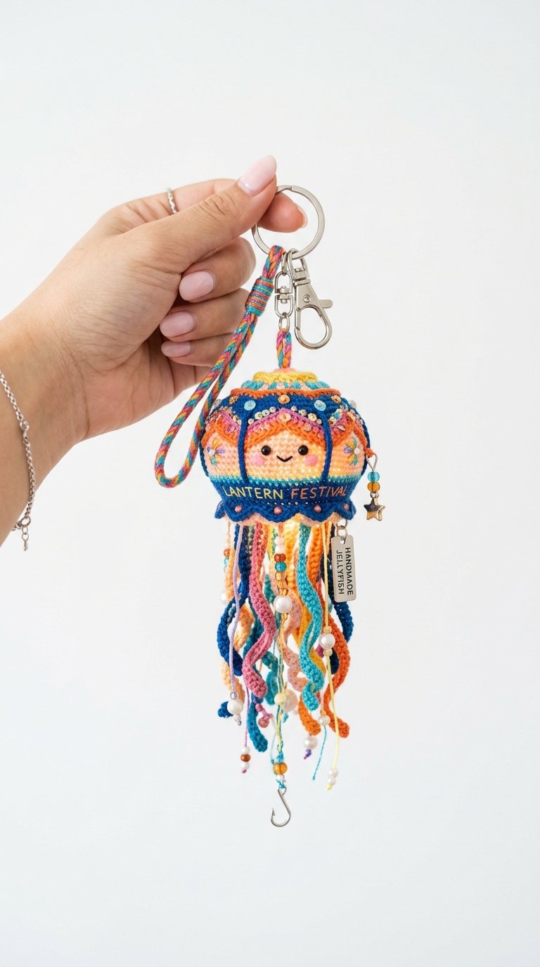 Jellyfish Lantern Crochet Keychain - Crochet Pattern