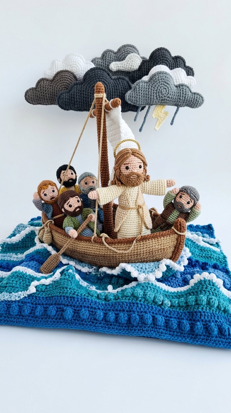 Jesus Calming Storm Crochet Scene - Amigurumi Pattern