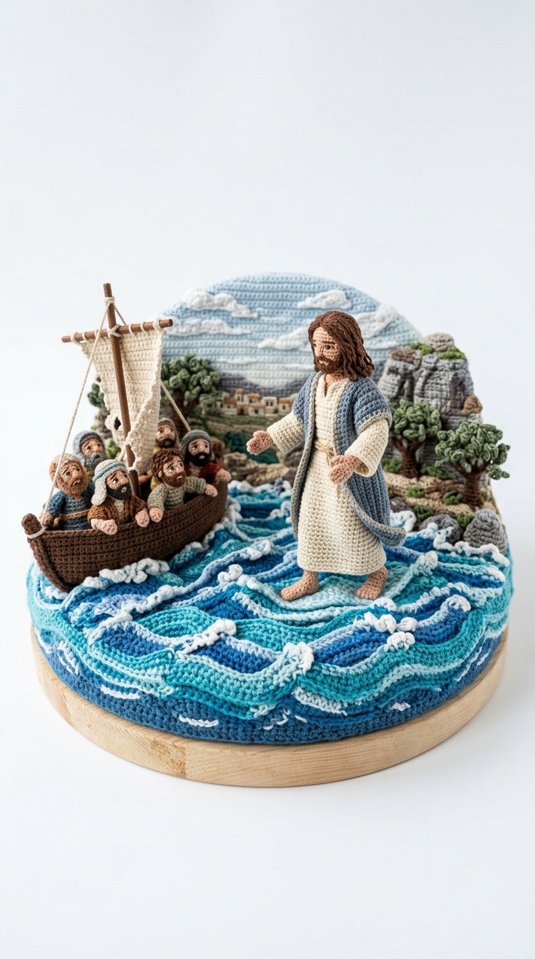 Jesus Walking On Water Crochet - Handmade Pattern