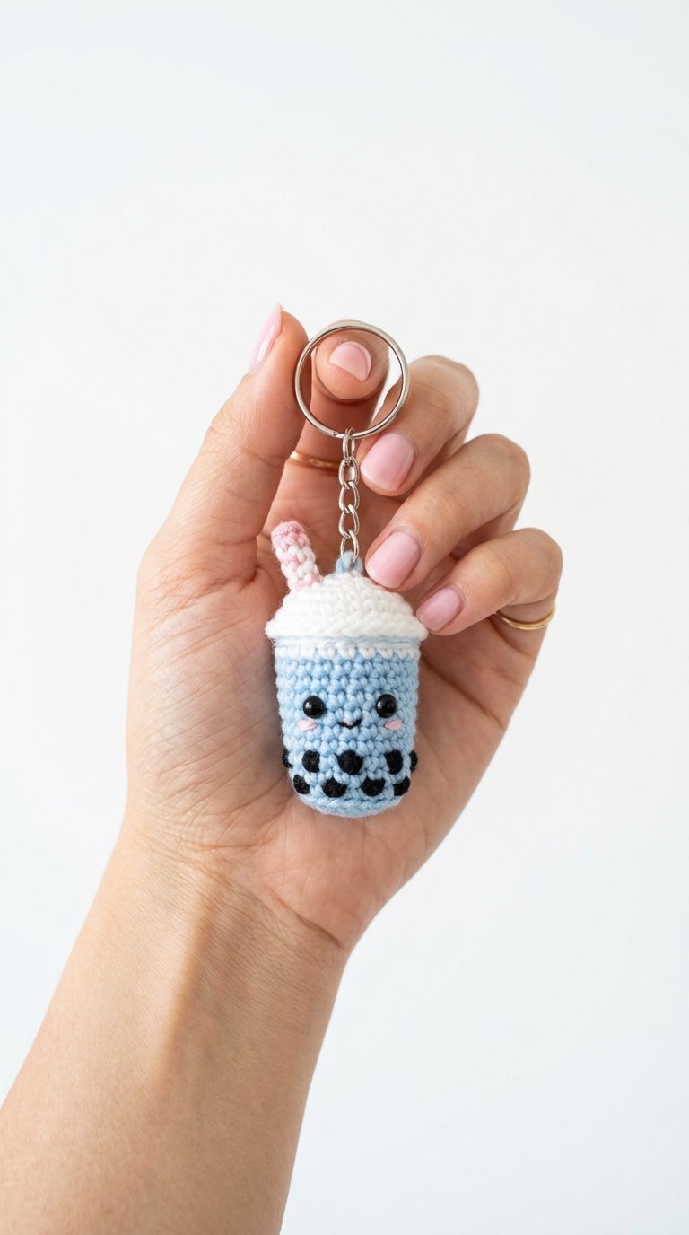 DIY Kawaii Bubble Tea Keychain Crochet - Crochet Tutorial