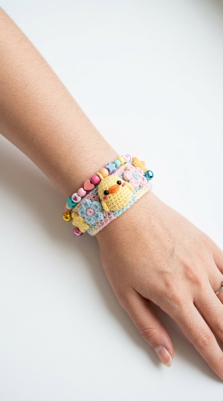 Crochet Kawaii Crochet Bracelet On Wrist - Pattern