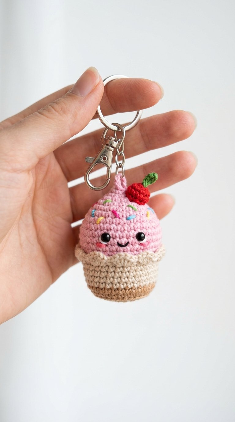 Kawaii Cupcake Keychain Crochet - Easy Crochet