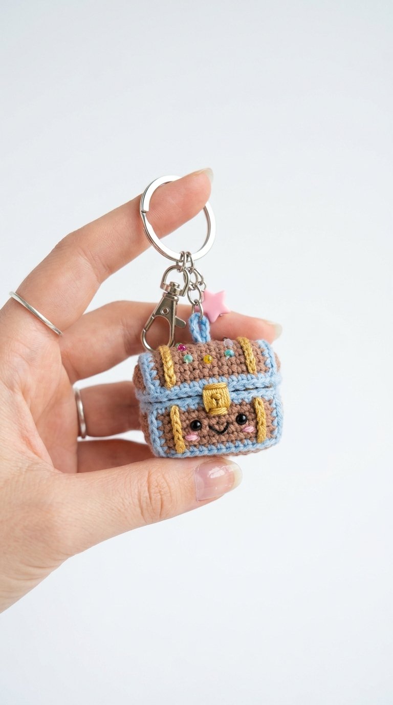 Kawaii Treasure Chest Crochet Ke - Handmade Pattern