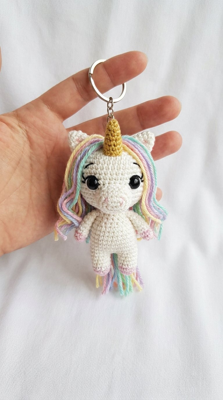 Kawaii Unicorn Keychain Crochet - PDF Pattern