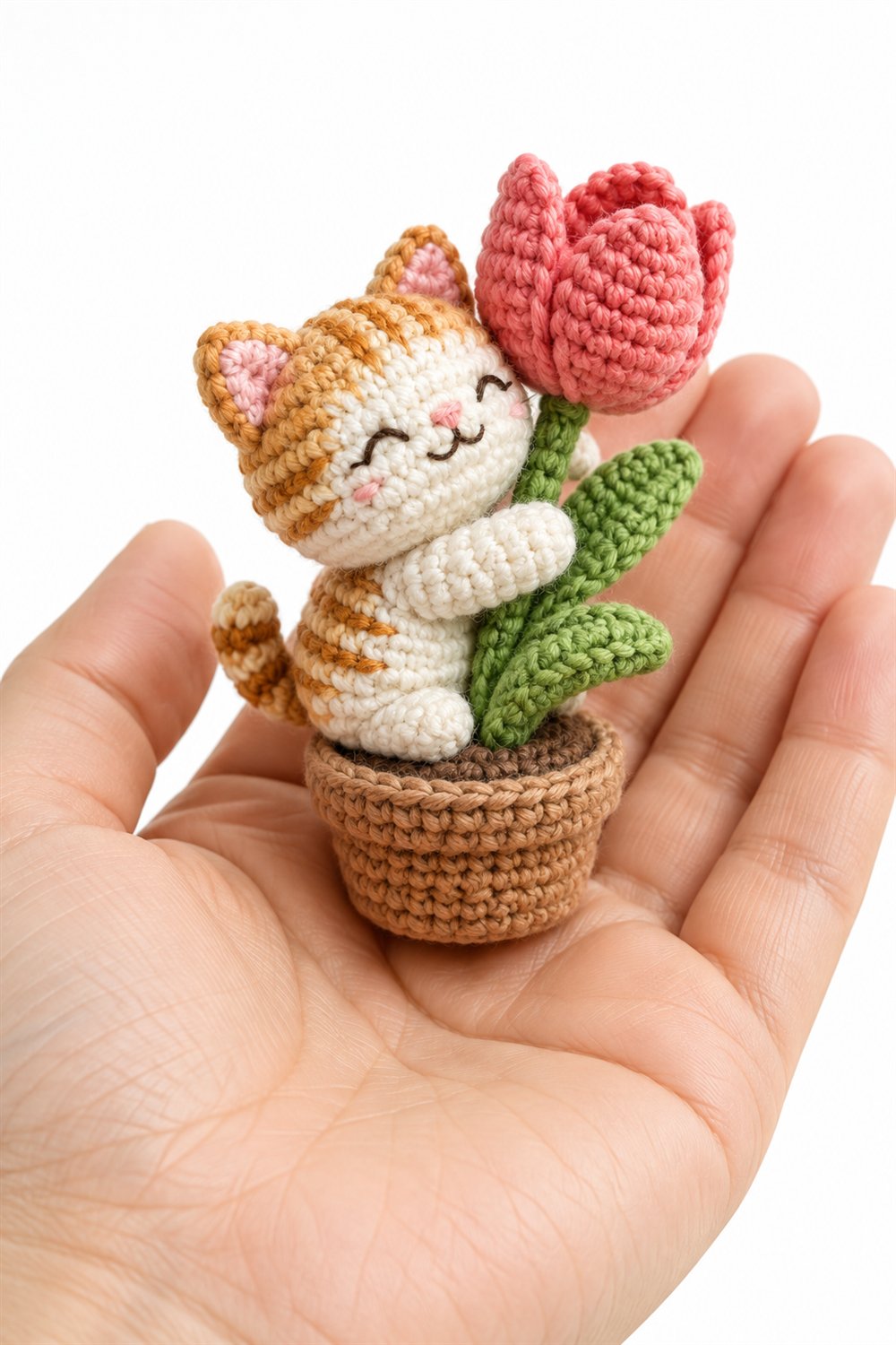 Kitten Hugging Tulip - Handmade Pattern