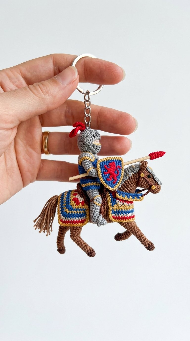 Knight Jousting Crochet Keychain - Handmade Pattern