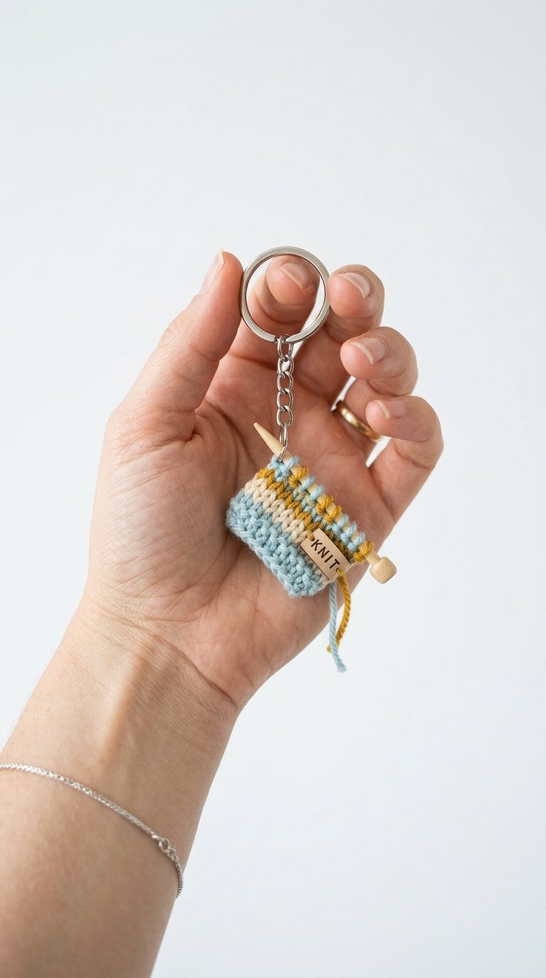 Knitting Needle Crochet Keychain - Easy Crochet