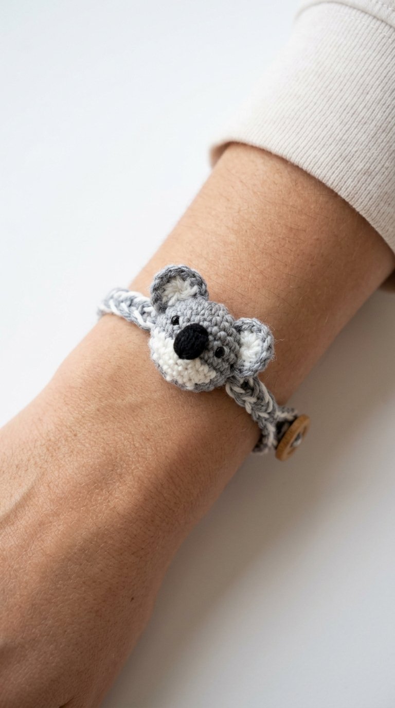Koala Crochet Bracelet On Wrist - Crochet Pattern