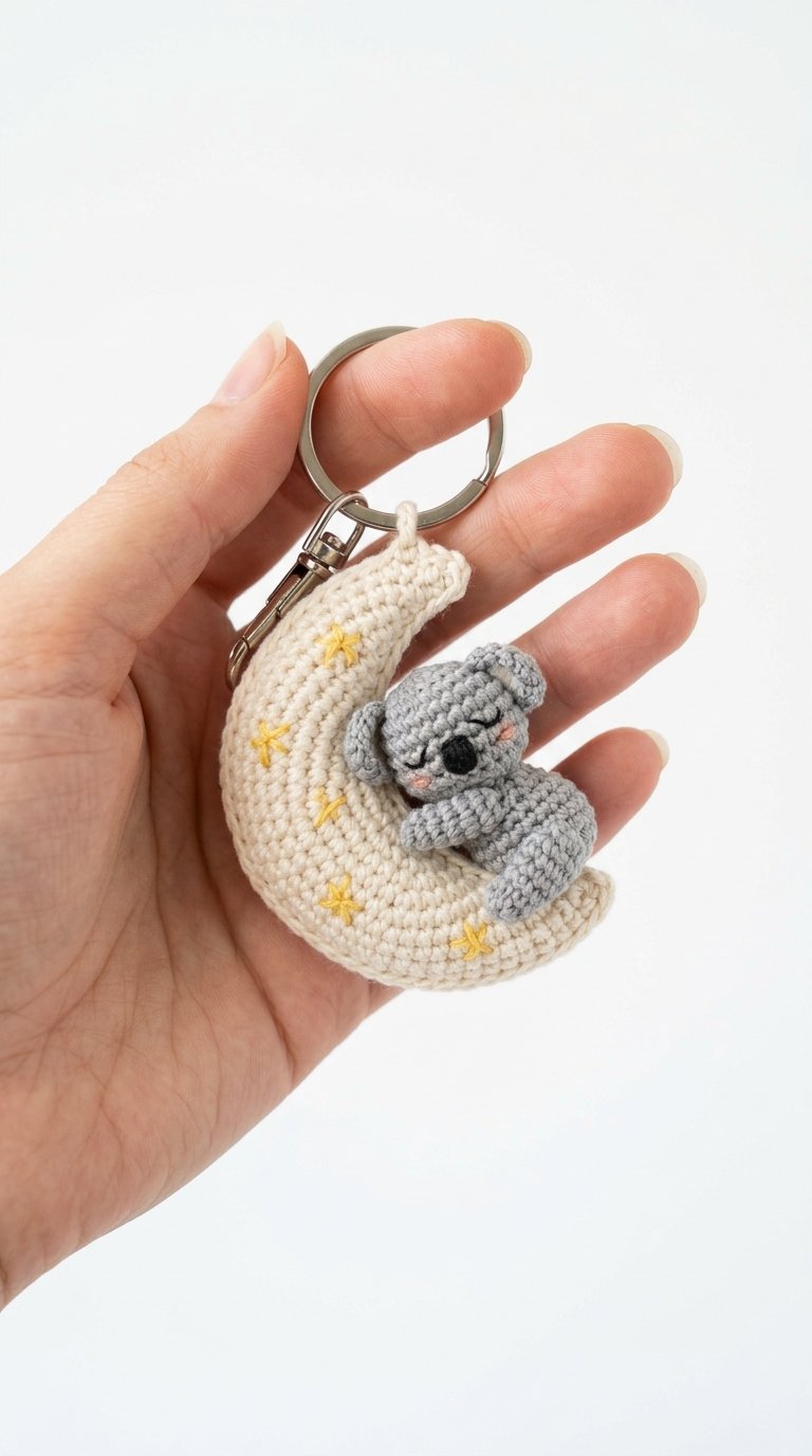 Koala Sleeping On Moon Keychain - PDF Pattern