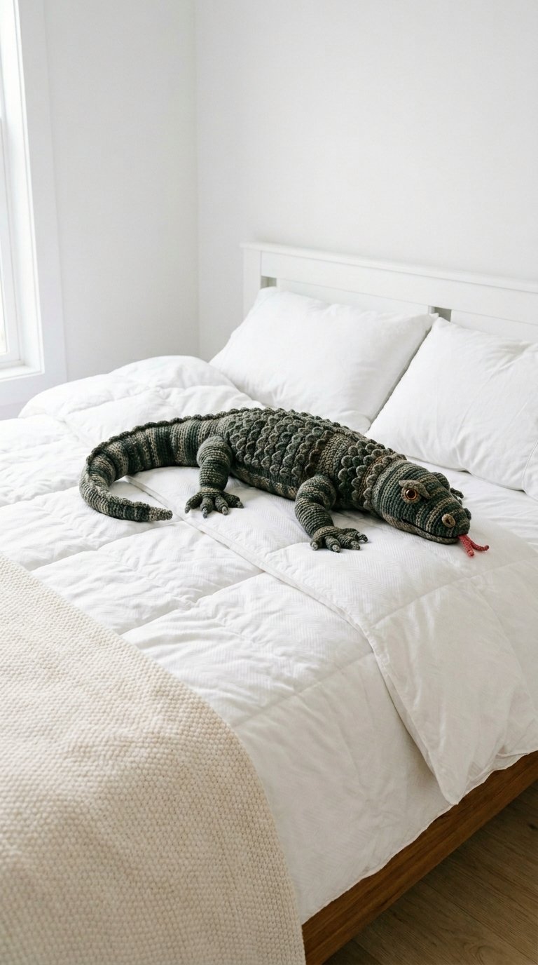 Komodo Dragon Crochet Pillow Bed - Amigurumi Pattern