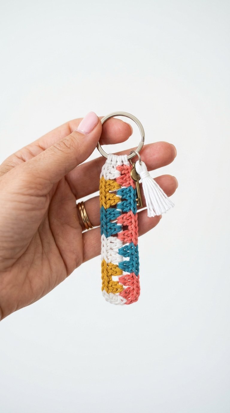 Ladder Crochet Keychain In Hand - Step by Step