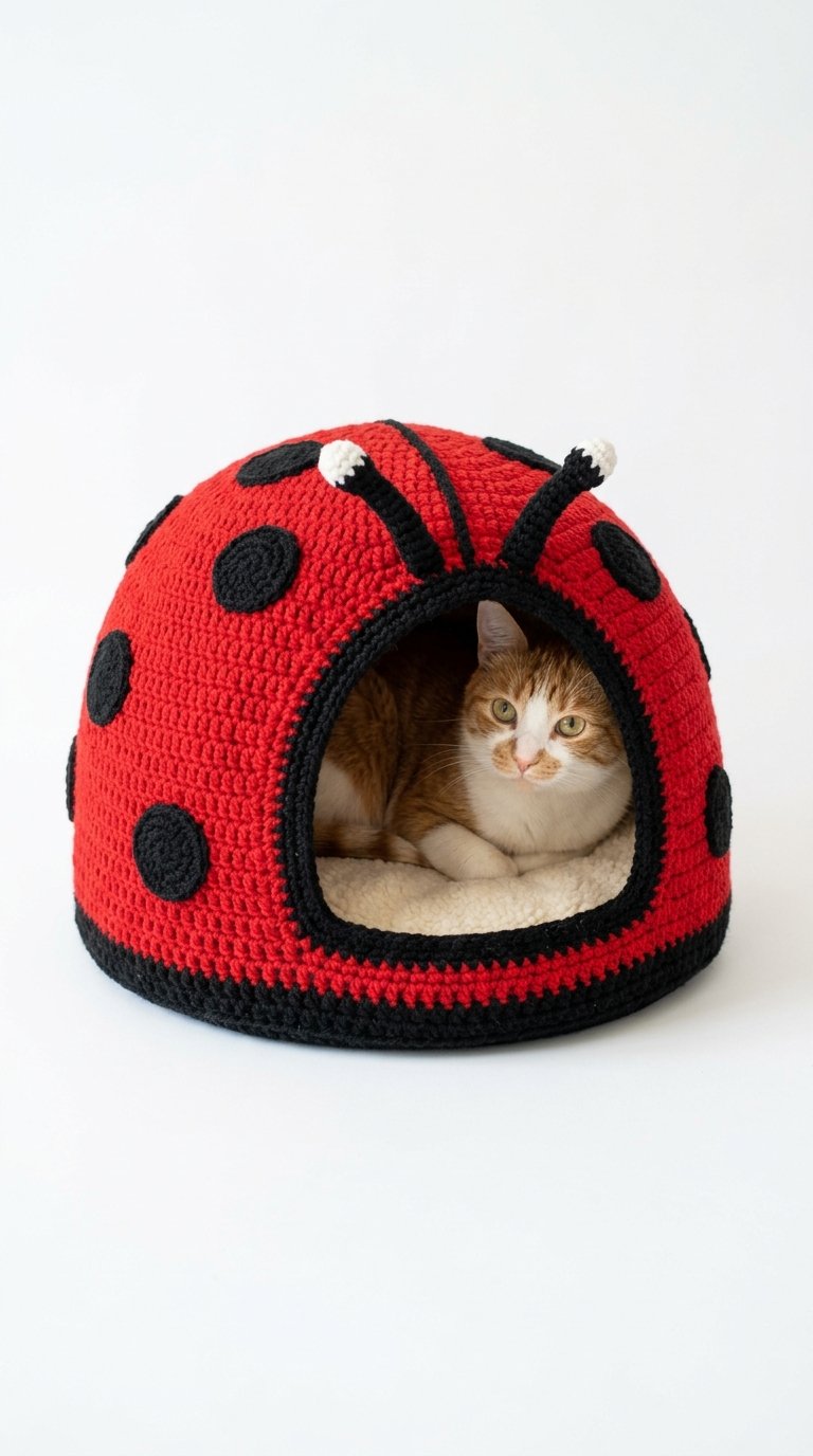 Ladybug Crochet Cat House - Easy Crochet