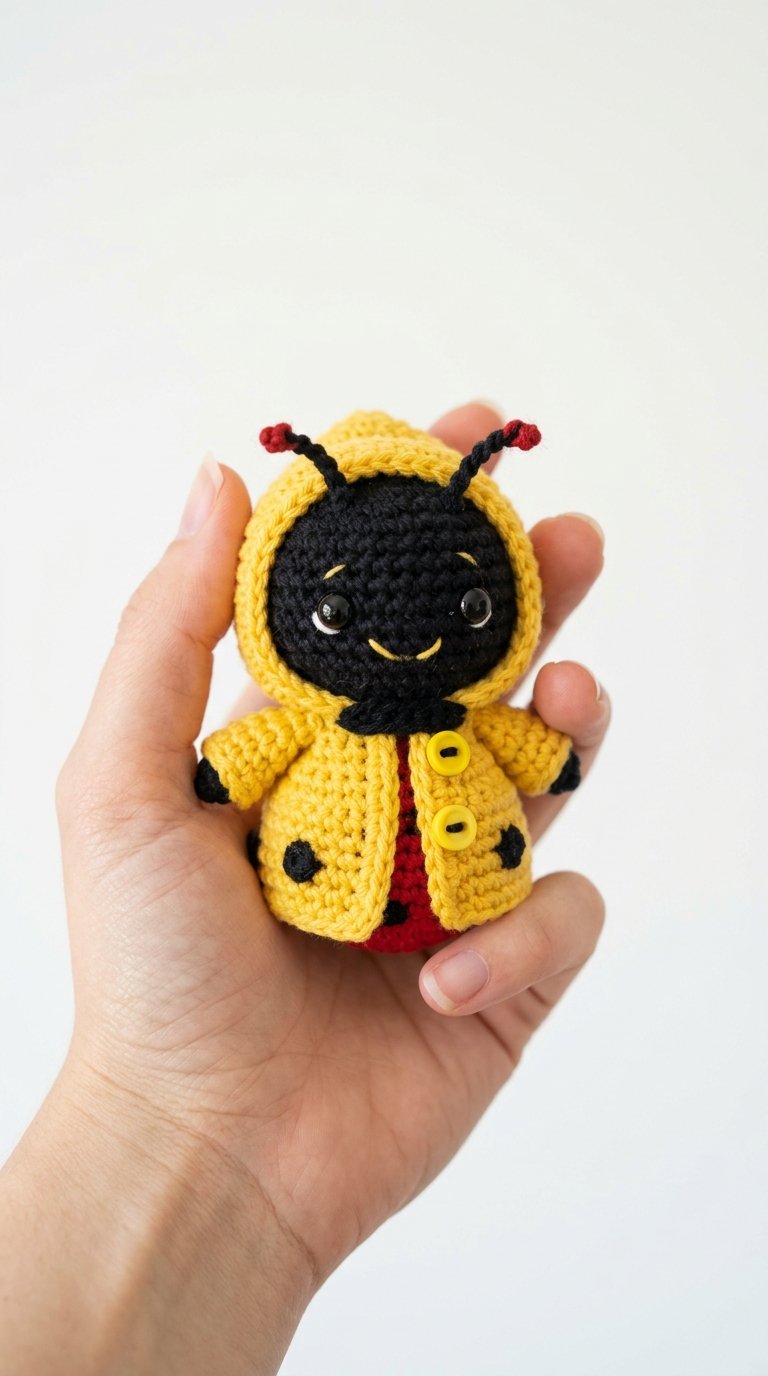 Ladybug Wearing Raincoat Crochet - PDF Pattern