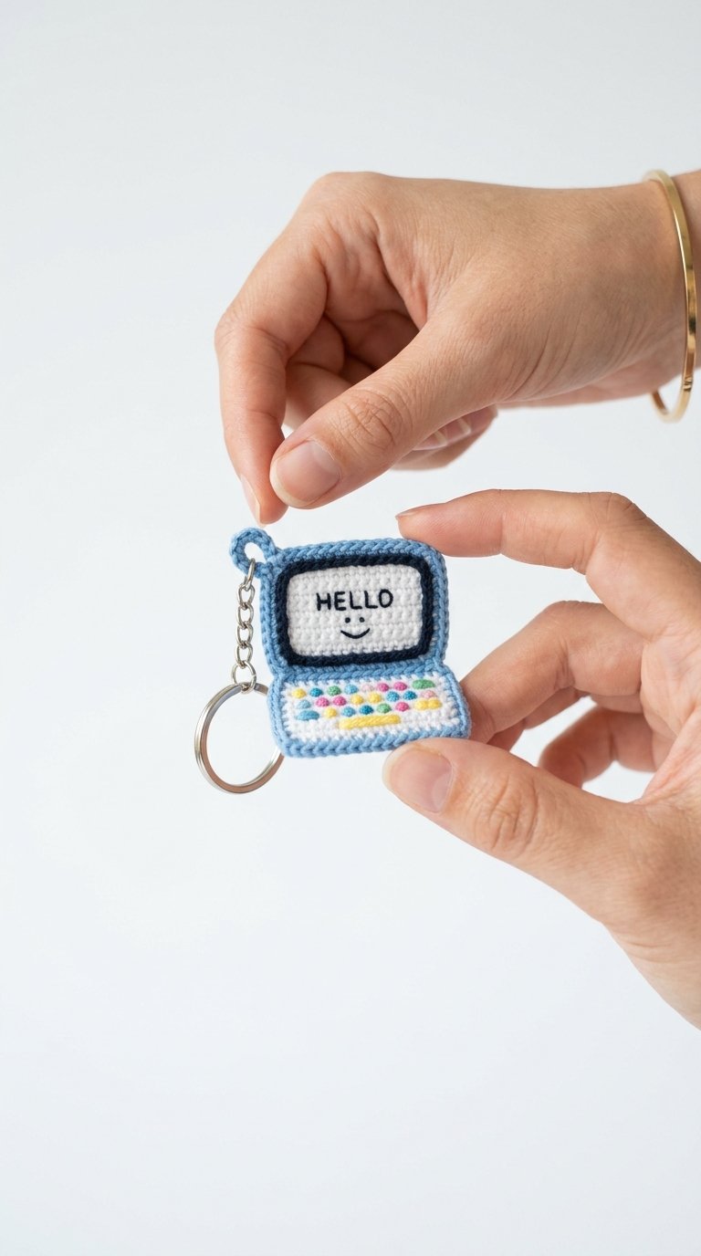 How to Crochet Laptop Crochet Keychain In Hand