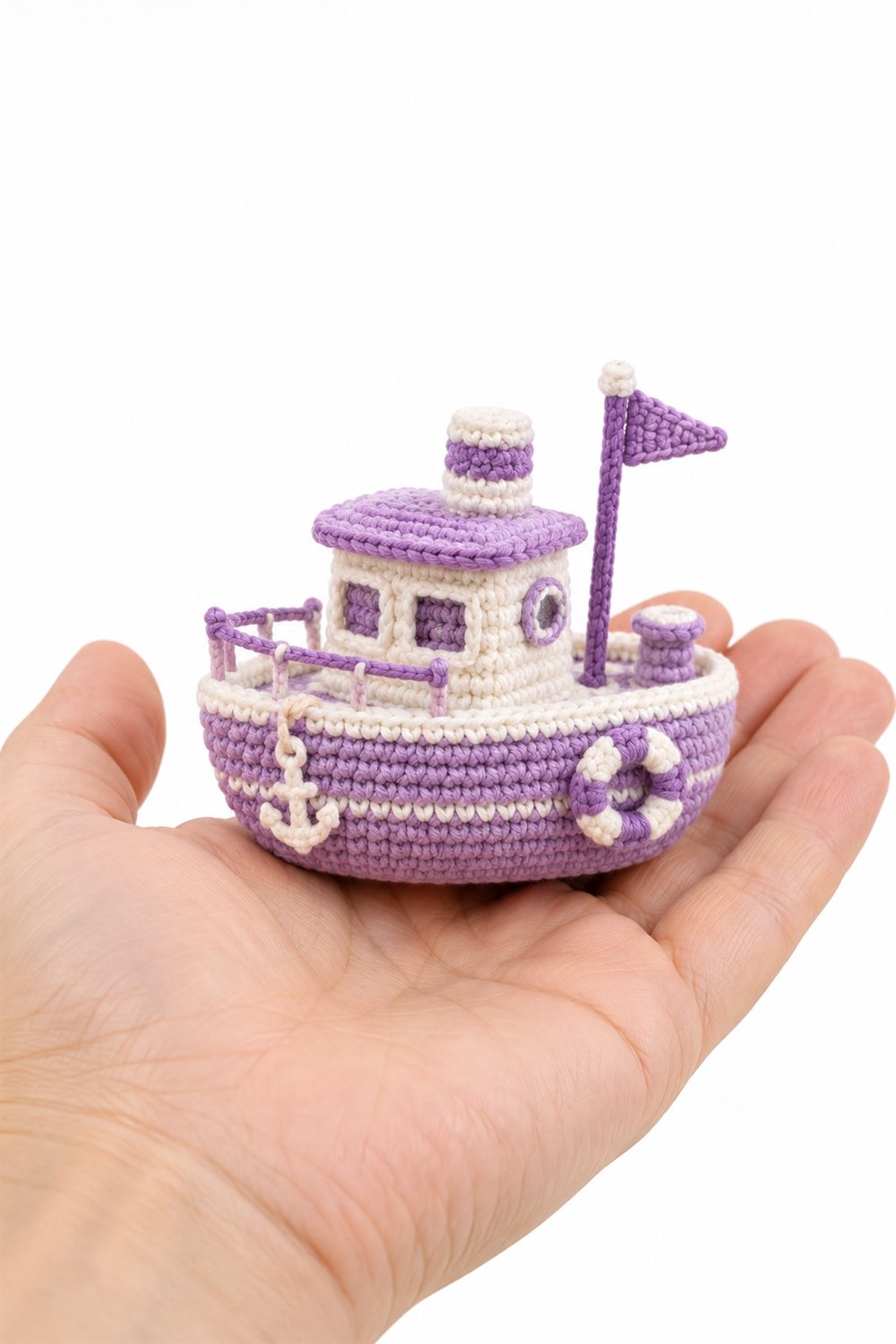 Lavender And White Little Boat - Amigurumi Pattern