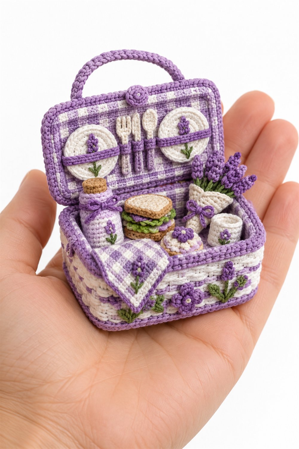 How to Crochet Lavender And White Picnic Basket