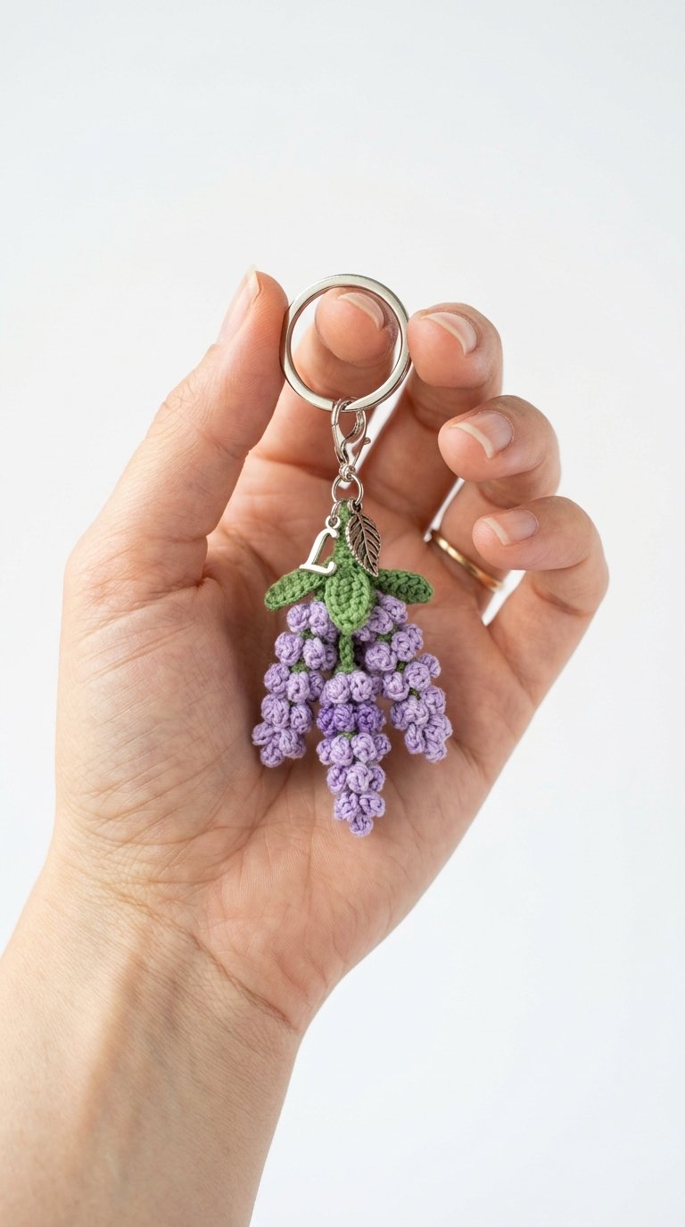 DIY Lavender Crochet Keychain In Hand - Crochet Tutorial