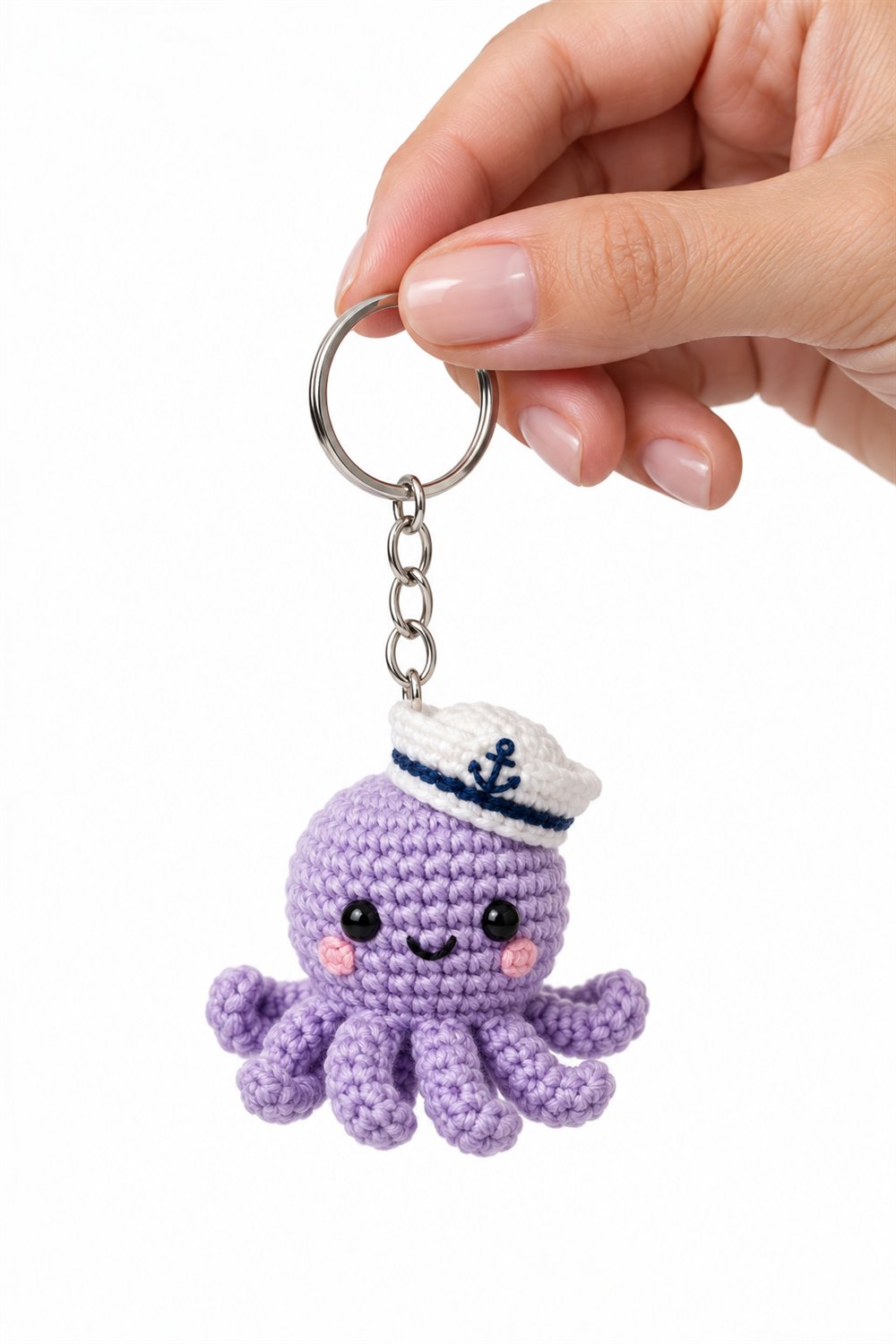 Lavender Octopus With Sailor Hat - Step by Step