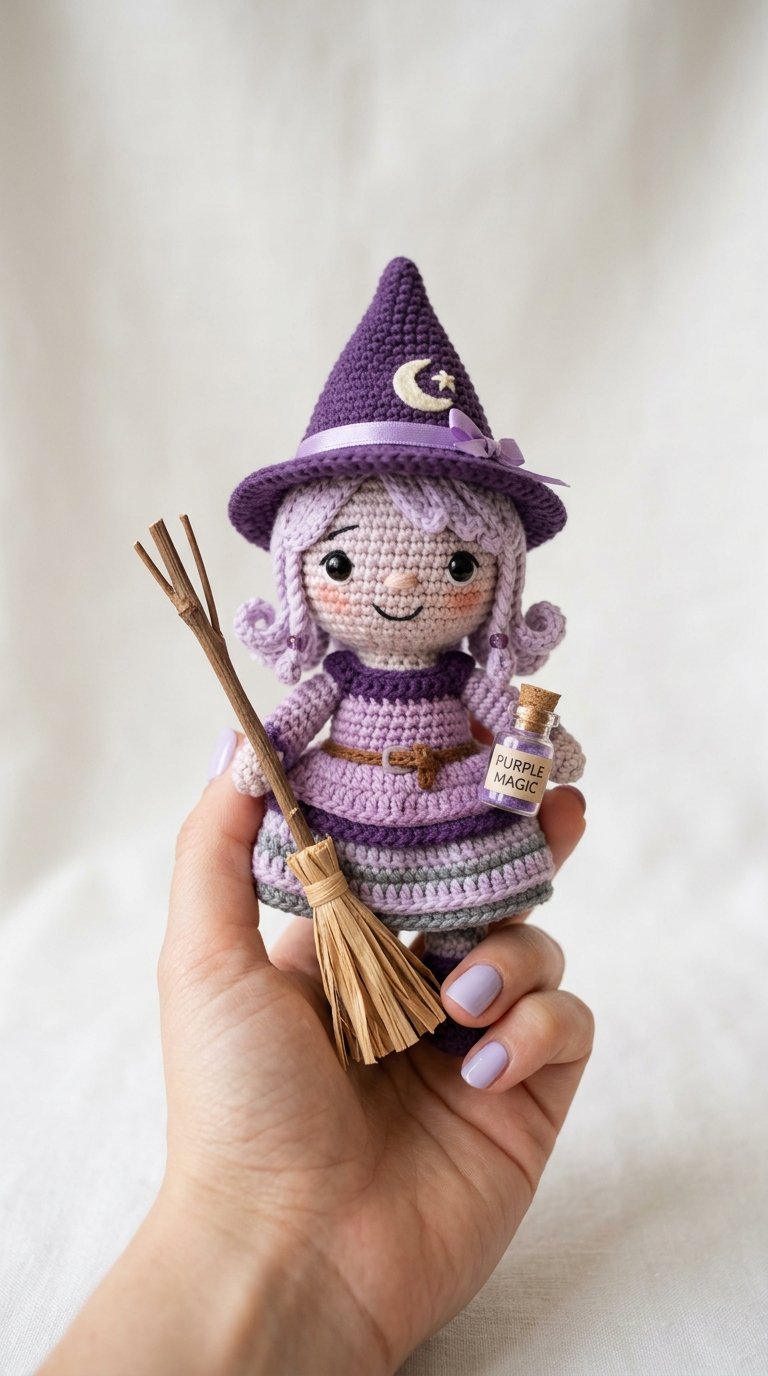 Lavender Witch Crochet Amigurumi - Handmade Pattern