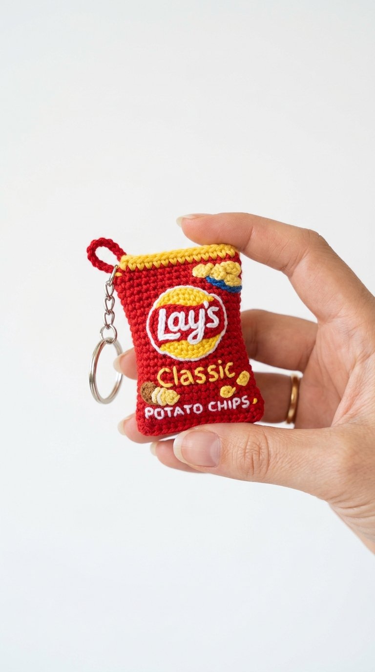 Crochet Lays Chips Bag Crochet Keychain - Pattern